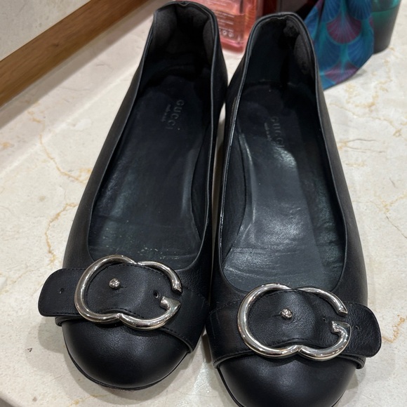 Gucci Black Ballet Flats with Double GAccent - Picture 1 of 5